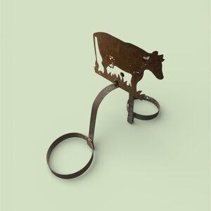 Rustic Brown Metal Cow planter